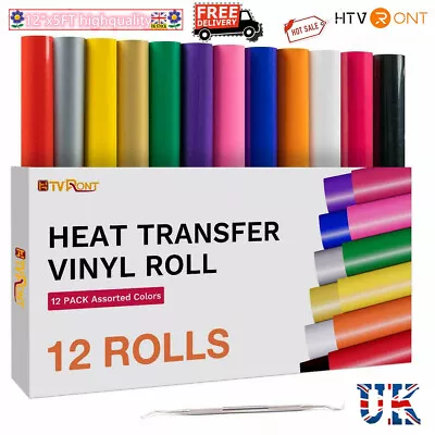 £44.03 • Buy HTV Bundle Rolls Heat Transfer Vinyl 12Pack 12'' X 5FT Iron On Film For T-Shirts