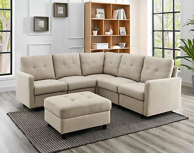 Sectional Modern Sofa Set Couch Microsuede Reversible Chaise Ottoman Leisure NEW • $175.99