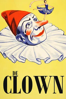 361883 Clown Comic Performers Pierrot Costumes Circus Vintage Poster AU • $40.65