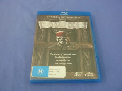 $12.90 • Buy Pirates Of The Caribbean 4-movie Collection Blu-Ray Quadrilogy Johnny Depp
