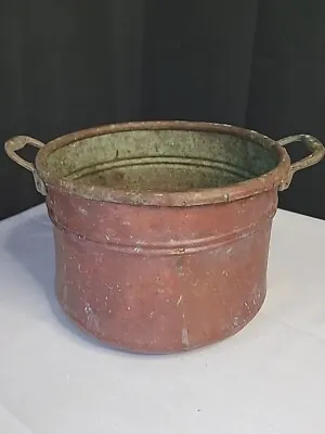 Vintage Solid Copper And Brass 5.5 X9.5  Container Pot Patina Vertigree  • $50