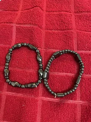 2 Magnetic Hematite Beaded Bracelets￼ • $8