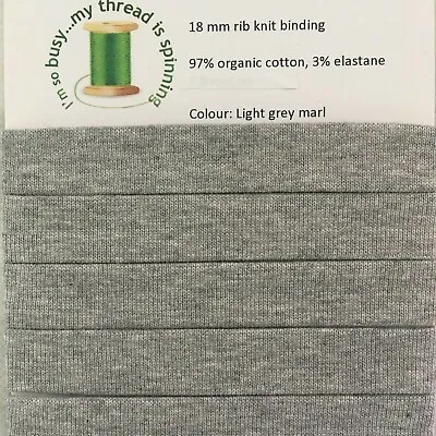 Rib Knit Organic Cotton-elastane Jersey Stretch Binding 18 Mm 90 & 180 Cm • £4.10