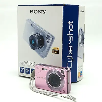 Sony Cyber-shot DSC-W120 Pink 7.2 MP Digital Camera Bundle 4GB Charger • $165.56