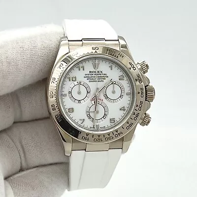 Rolex Daytona White Gold 116519 White Rubber Band White Arabic Dial Watch • $21700