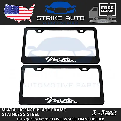 2x Black Logo Stainless Steel Black License Plate Frame Holder For Mazda Miata • $22.99