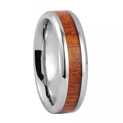 Men's Wood Inlay Comfort Fit 6mm Titanium Wedding Band • $24.95