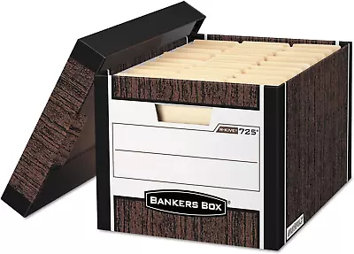 0072506 R-Kive Max Storage Box Letter/Legal Locking Lid Woodgrain 4/Carton • $54.99
