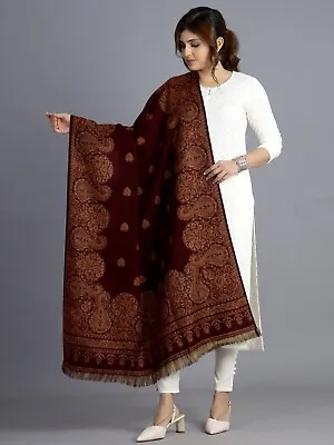 Beautiful Oversize Scarf/Stole Maroon Meditation Shawl Wool Shawl Wrap Blanket • $39.99
