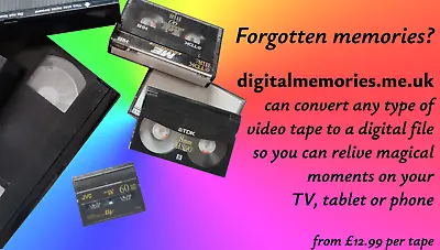 Convert Camcorder & Video Tapes To MP4/DVD/USB: VHS VHS-C Hi8 MiniDV Betamax • £20.39