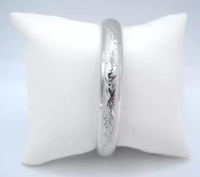 Sterling Silver Etched Hinged Slide Bar Bangle Bracelet H.F.B • $35