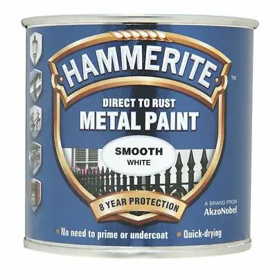 Hammerite Smooth White Direct To Rust Quick Drying Metal Paint 250ml • £9.99