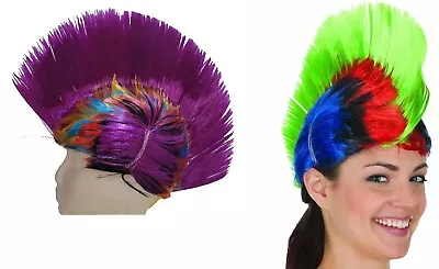 Colorful Mohawk Spiked Wig Purple & Green • $8.88