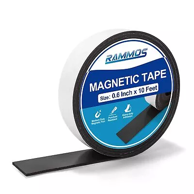 Flexible Magnetic Tape 0.6 Inch Wide X 10 Feet Magnet Strips Roll With Strong... • $18.76