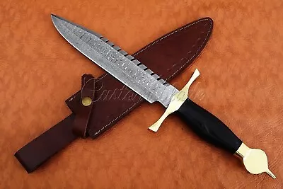 Custom Blade Hand Forged Damascus Steel Viking Dagger/ BOWIE With Buffalo Horn • $99.99