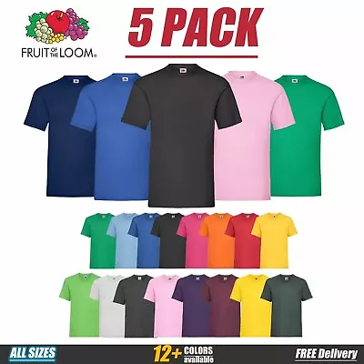 £19.69 • Buy Fruit Of The Loom T Shirts 5 Pack Short Sleeve Men/Women 100% Cotton Top Tee