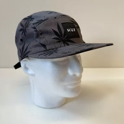 Huf X Snoop Dogg Hemp Leaf Print 5 Panel Strapback Cap Hat Gray • $16.99