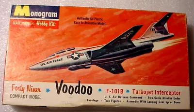 1960 Monogram F-101B VOODOO Forty Niner USAF Interceptor Jet VINTAGE Kit # P401 • $19.99