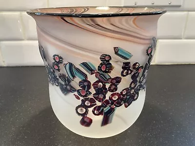 Vtg Vase Art Glass Murano Style  Millefiore Sommerso Nancy Freeman 1983 • $275