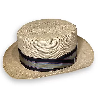 Vintage Churchill Ltd Genuine Ecuadorian Panama Straw Hat Long Oval Size 7 • $75