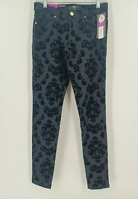 NWT Mossimo Denim Leggings Womens 2 Black Gray Floral Stretchy Mid Rise • $10.71