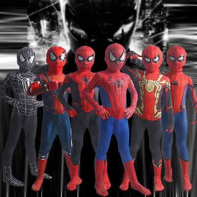 Boys Kids Spider Man Cosplay Costume Miles Morales Tobey Maguire Jumpsuit Outfit • £9.19