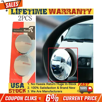 2*Blind Spot Mirrors Round HD Glass Convex 360° Side Rear View Mirror For Car! • $3.99
