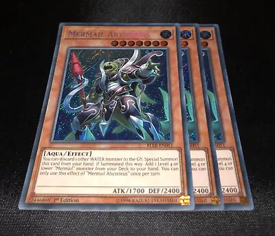 Mermail Abyssteus X 3 - Playset - BLLR-EN051 - 1st Edition - Secret - Yugioh • $7.45