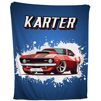 Muscle Car Blanket - Personalized Racing Vehicle Fleece Throw Custom Kids Gift • $99.95