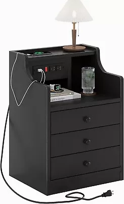 Nightstand With Sliding Drawer And Hutch End Side Table With Charging Station • $79.99