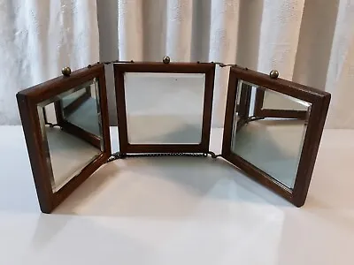 Antique Tri-fold 3 Panel Beveled Vanity Shaving Mirror Wall Or Hanging • $98