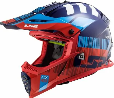 Ls2 Gate Xcode Mx Helmet - Gloss Red/blue - Motocross/offroad • $119.95