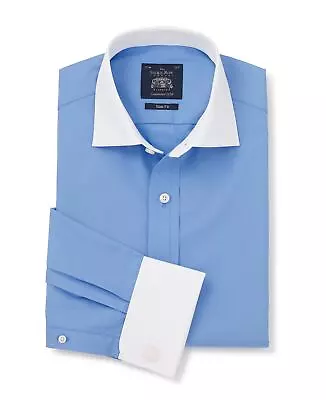 Savile Row Company French Blue Slim Fit Shirt With White Collar & Cuffs • £34.90