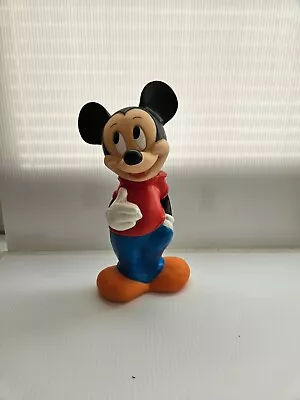 Vintage Mickey Mouse Coin Piggy Bank 12-inch Disney Illco Rubber Plastic 1970s • $21.99