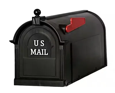 Black Post Mount Mailbox Large Keeps Mail Dry Heavy Duty For Rural • $24.86