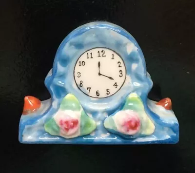 H.Kato Miniature Mantle Clock Figurine Made In Occupied Japan Blue Vintage • $18.50