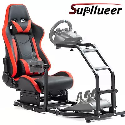 Supllueer Racing Simulator Cockpit Wheel Stand With Seat Fit Logitech G29 G920 • $270