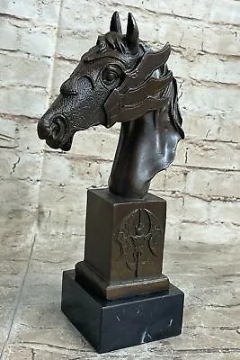 Solid Bronze Milo Horse Head Sculpture Bust Marble Base Art Deco Figurine Deal • $149.50