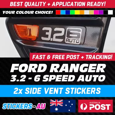 2x FORD RANGER 3.2 6 SPEED AUTO SIDE VENT STICKER / DECAL 2012 - 2020 • $15.95