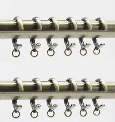 Pack Of 12 C Pass Over Passing Bay Curtain Pole Rings Antiqued Brass 28mm Pole • £6.95