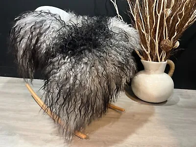 Gray Sheepskin Real Pelt Long Wool Best Motorcycle Seat Cover Pad Pet Bed Throw • $134.99