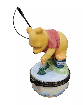 Disney Winnie The Pooh Porcelain Fishing Trinket Box Midwest Cannon Falls • $35