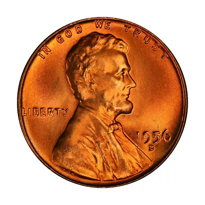 1956 D Lincoln Wheat Cent Choice BU 1c Brilliant Uncirculated OBW Superb Detail • $6.99