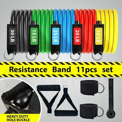 【Top Quality】11Pcs Set Resistance Bands Elastic Tubes Home Gym Fitness Yoga • $28.05