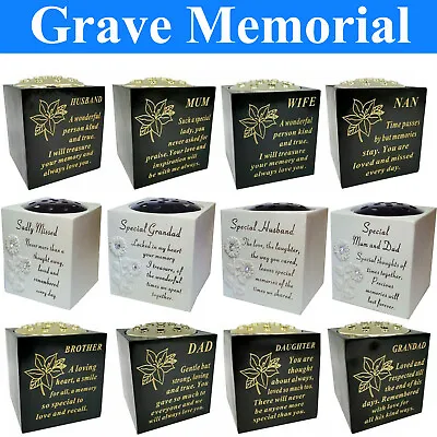 Graveside Flower Holder Pot Memorial Cemetery Black Gold Grave Sentimental Vases • £22.99