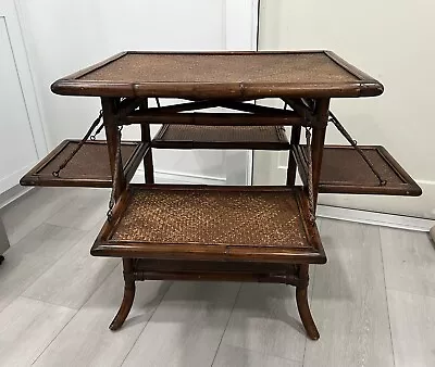 English Bamboo Tea Table With Folding Sides • $175