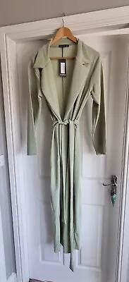 £17.99 • Buy NWT-Boohoo Long Belted Maxi Duster Coat Sage Green. (Lightweight) Size 16