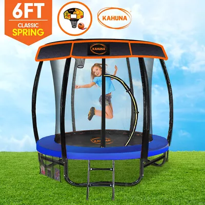 6ft Trampoline Free Safety Net Spring Pad Roof Cover Mat Ladder Basketball Set • $599