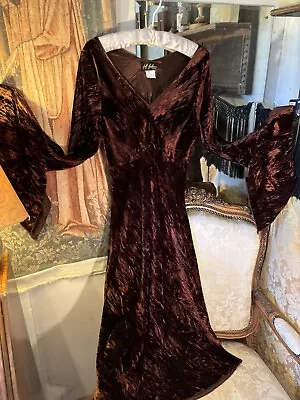 Jeff Gallino Soft Rust Velvet Dress With Trumpet Cuffs. 36bustx49lgth • £20