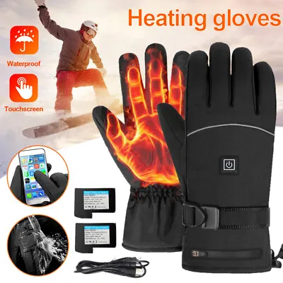 Motorcycle Winter Electric Heated Gloves Battery Rechargeable Touchscreen ATV • $18.99